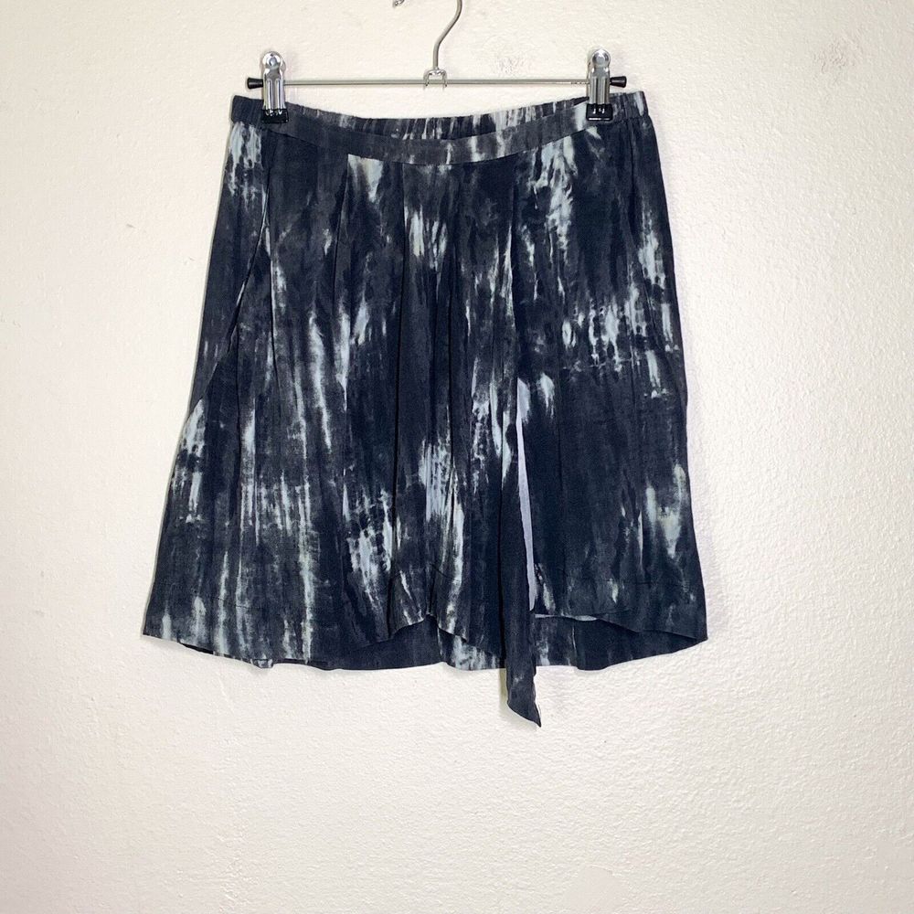 The Kooples Mini Skirt Women's sz M Black Tie Dye Viscose Pockets Stretch Waist